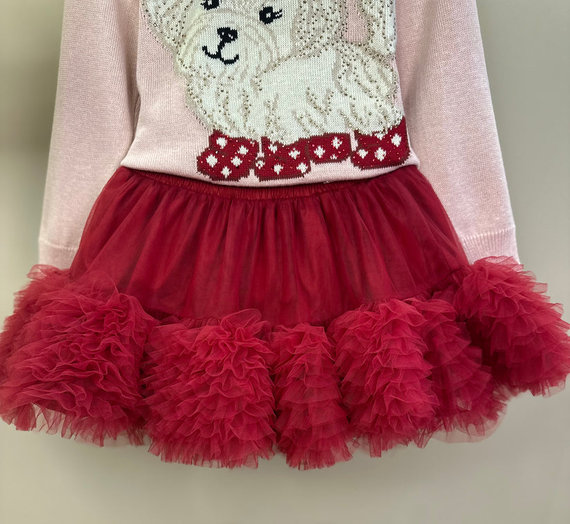 Saia-shorts Infantil Tule Babados Frufru Bala de Cereja - Pituchinhus