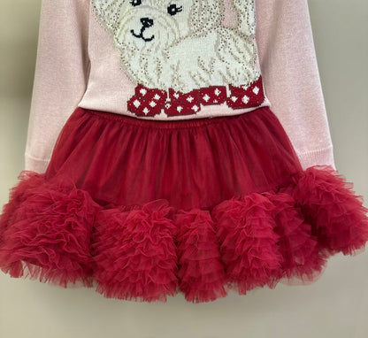 Saia-shorts Infantil Tule Babados Frufru Bala de Cereja - Pituchinhus