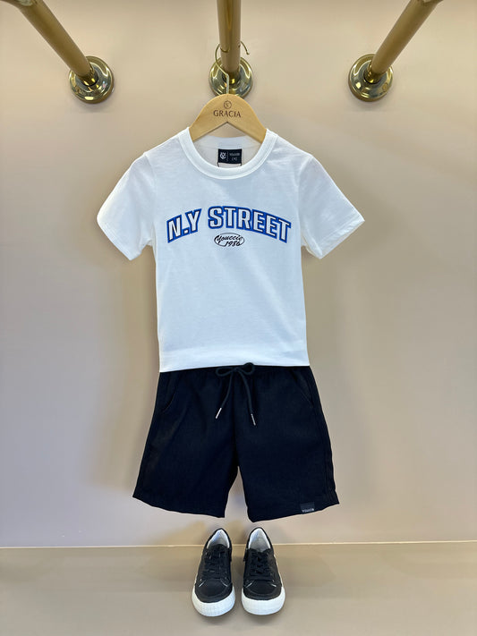 Conjunto Infantil Camiseta Pérola NY Street e Bermuda - Youccie