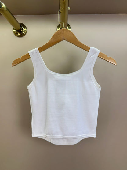 Blusa Teen Cropped Off White e Preto - Vanilla Cream