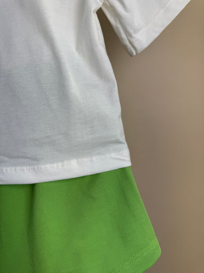 Conjunto Infantil Blusa Hello Kitty e Shorts Verde - Momi