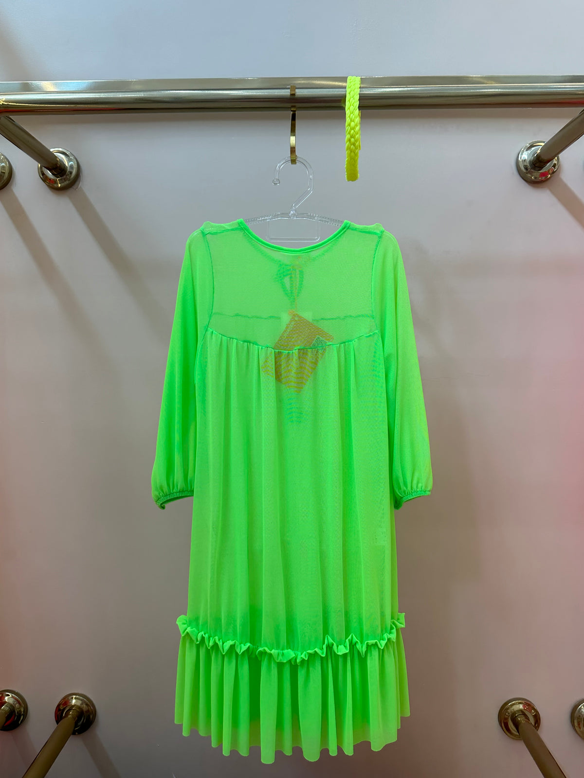 Vestido Infantil Tule Eduarda Verde Fluor - Siri Kids