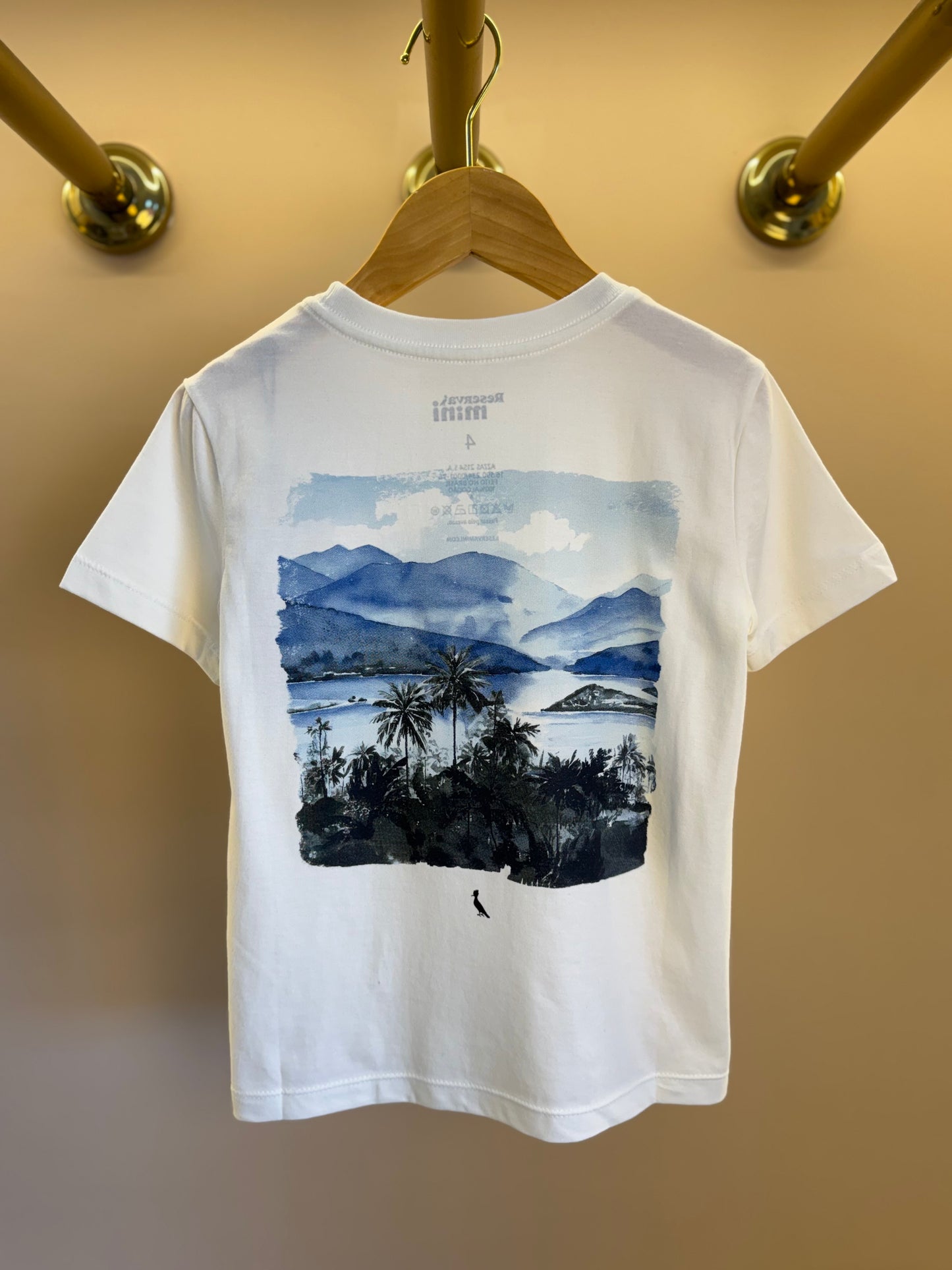 Camiseta Infantil Off White Montanhas Costas - Reserva Mini