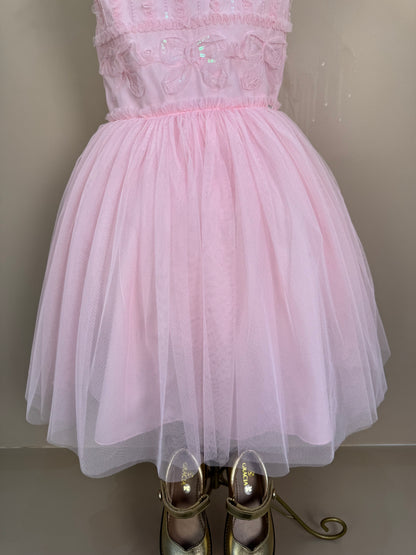 Vestido Infantil Bordado Saia Em Tule Rosa - Petit Cherie