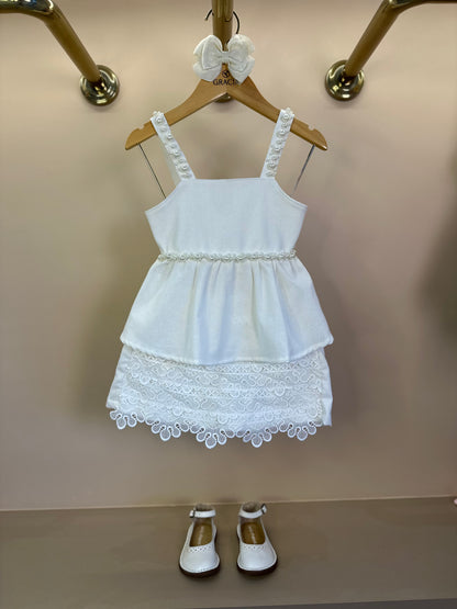 Conjunto Infantil Bata e Shorts-Saia Renda Bordados - Luluzinha