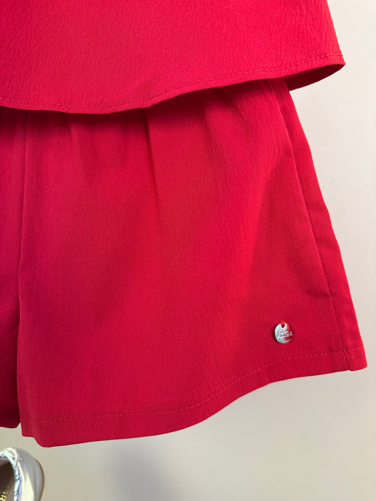 Conjunto Infantil Blusa Babado Laço Lateral e Shorts Vermelho - Mon Sucre