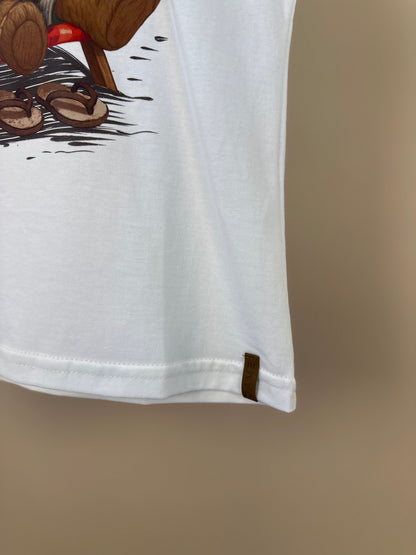 Regata Infantil Algodão Teddy Praia Off White - Dame