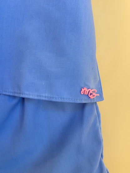Conjunto Infantil Blusa Bordada Tricoline e Shorts Azul - Mon Sucre