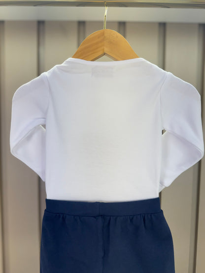 Conjunto Bebê Body Algodão Teddy Fazenda ML e Bermuda Moletom Algodão Profundo - Dame
