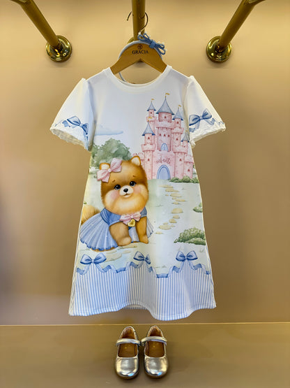 Vestido Infantil Trapézio Spitz Azul  - Infanti