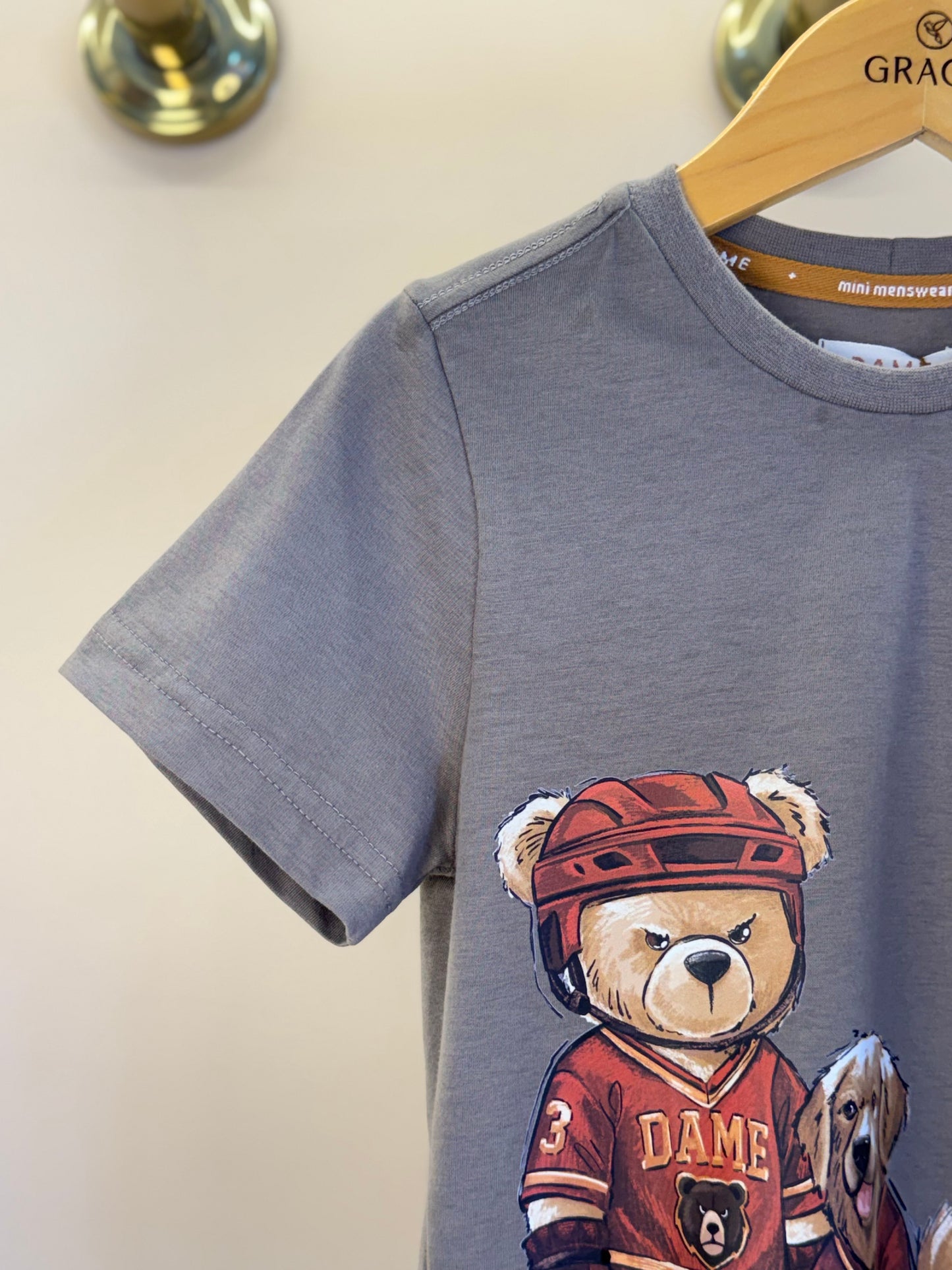 Camiseta Infantil MC Teddy Hockey Marrom - Dame