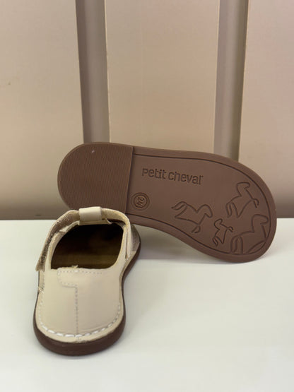 Sapato Infantil Couro Colegial Creme - Petit Cheval