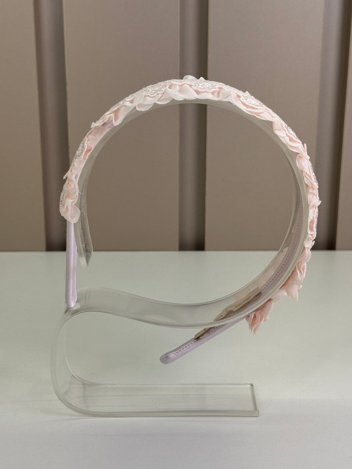 Tiara Infantil Bordado Paetês Rosa - Petit Cherie