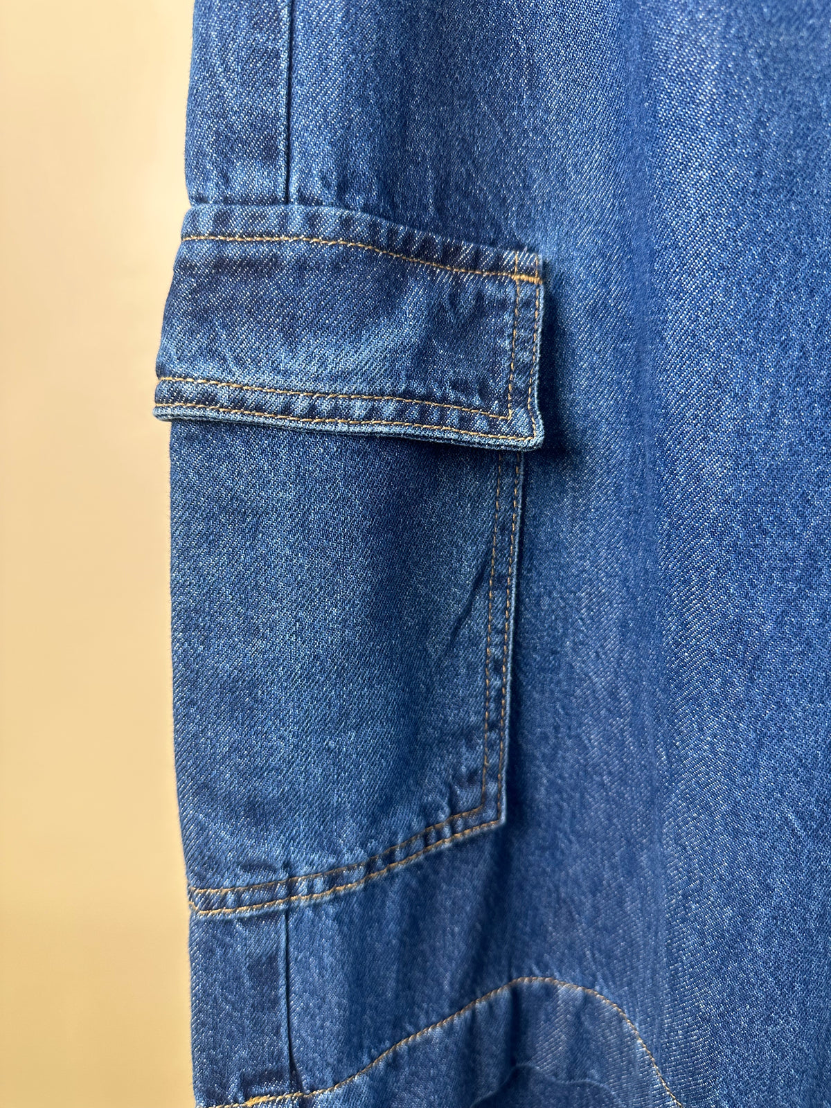 Calça Teen Jeans Wide Leg Cargo Azul - Authoria