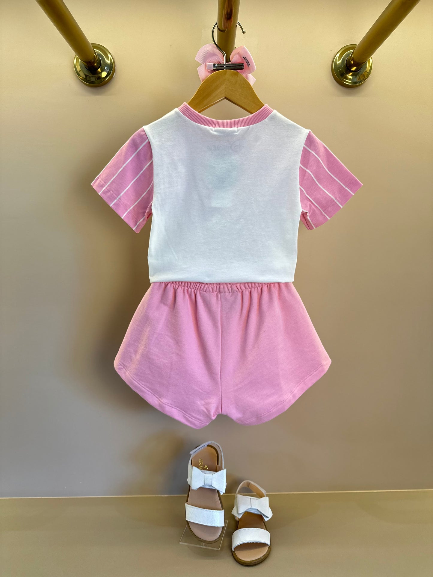 Conjunto Infantil Blusa Stitch  e Shorts  Rosa Blossom - Momi