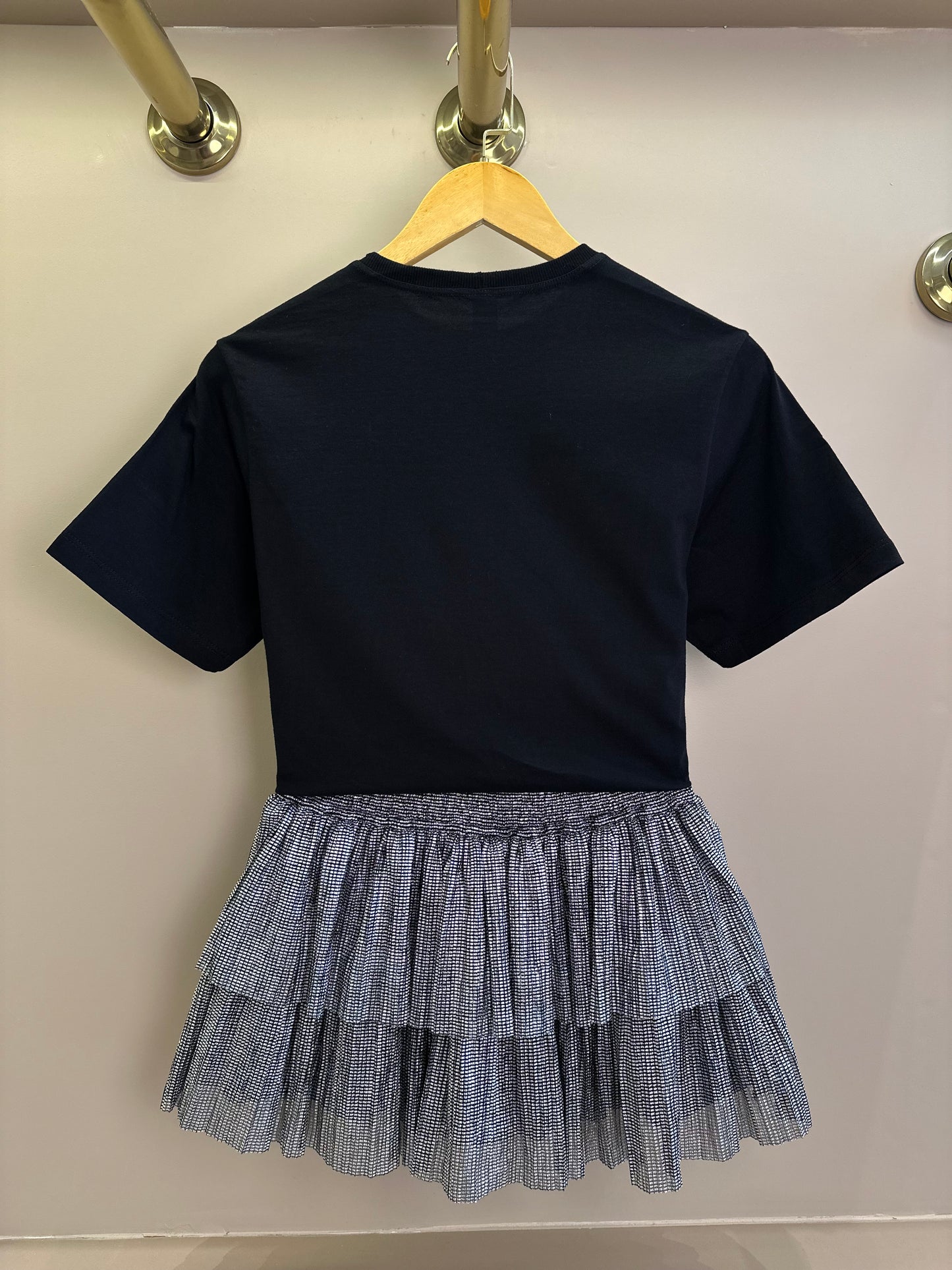 Conjunto Teen Camiseta Oversized e Saia Tule Lurex Plissada Preto - Two In