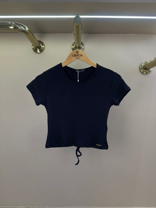 Blusa Teen Cropped Poliamida Com Detalhes Nas Costas - Vanilla Cream
