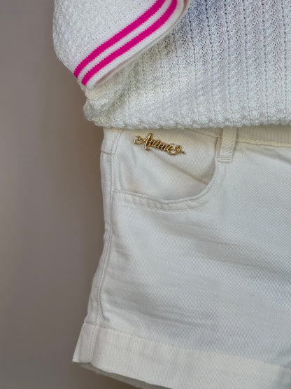 Conjunto Infantil Blusa Tricot Minnie Tennista e Shorts Sarja Off White - Animê