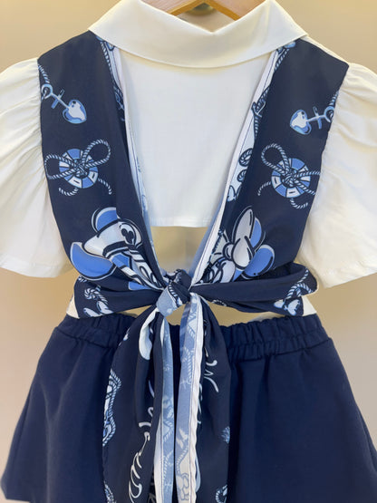 Conjunto Infantil Camisa Mangas Amplas e Laço nas costas e Shorts com Pregas Essentials - Animê