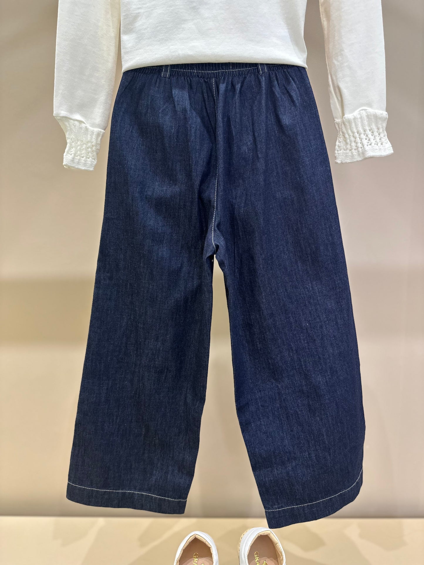 Conjunto Infantil Blusa Cotton Amour Cristal Off White e Calça Jeans Reta Cristais - Pituchinhus