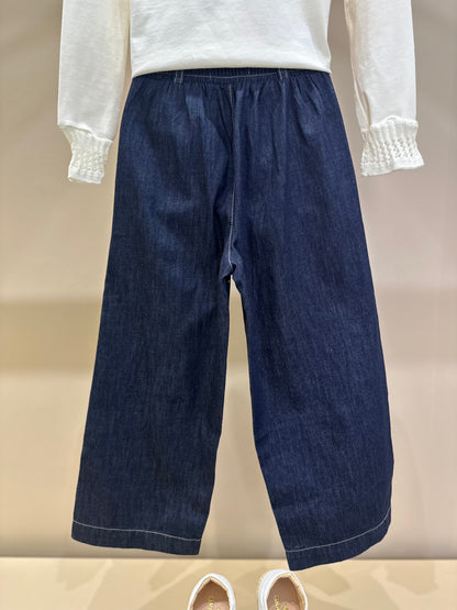 Conjunto Infantil Blusa Cotton Amour Cristal Off White e Calça Jeans Reta Cristais - Pituchinhus