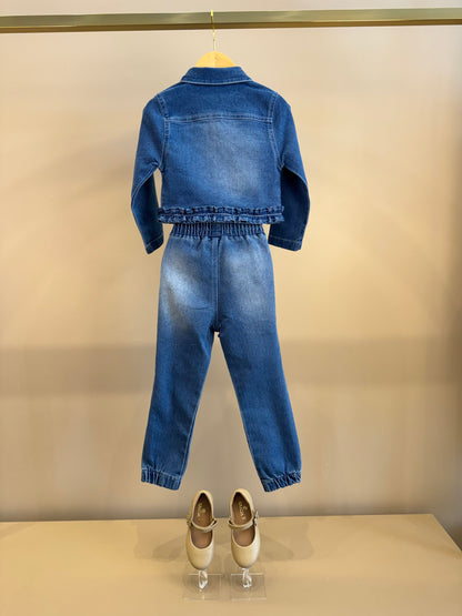 Conjunto Infantil Jaqueta Jeans Ursinho e Calça Jogger Jeans - Gabriela Aquarela