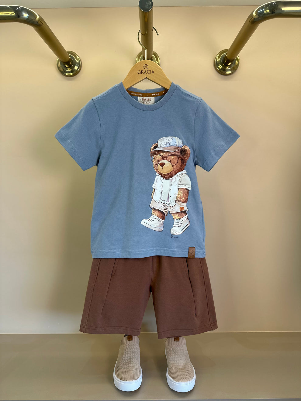 Bermuda Infantil Moletom Bolso Embutido Chocolate - Dame