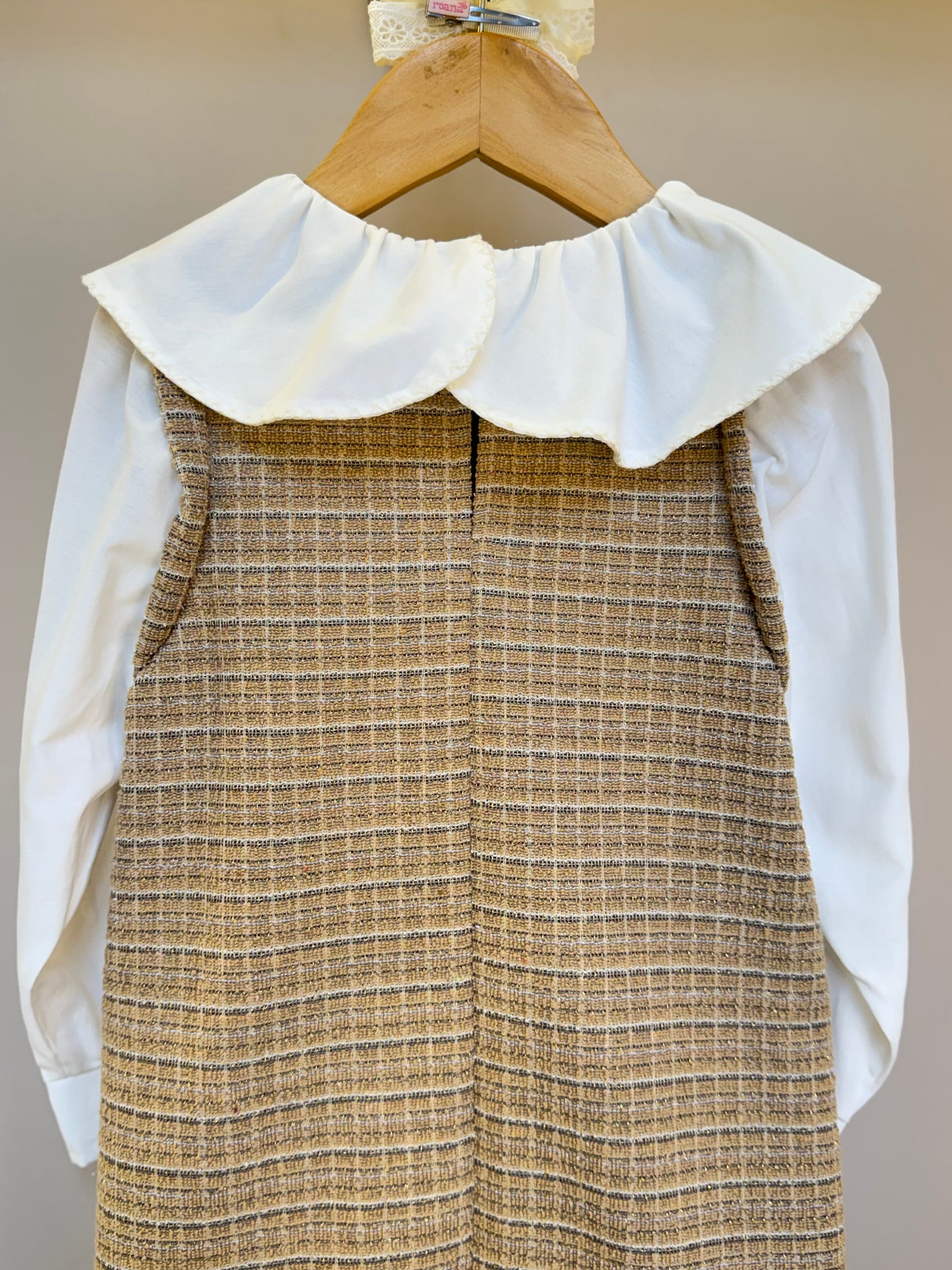 Vestido Infantil ML Tweed Xadrez Bege - Animê