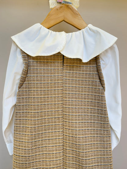 Vestido Infantil ML Tweed Xadrez Bege - Animê