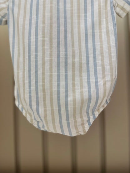 Camisa-body Bebê Listras Azul/Amarelo - Dame