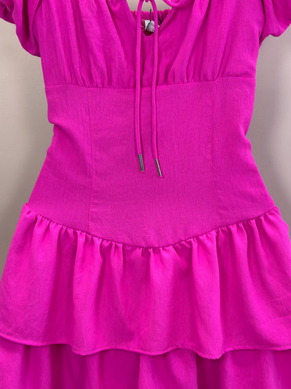Vestido Teen Crepe Babados Pink - Two In