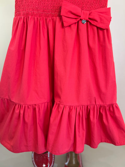 Vestido Infantil Algodão Vermelho Golinha e Laço - Petit Cherie