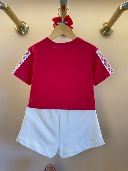 Conjunto Infantil Blusa Berry Patches Minnie e Shorts Bege - Animê Petite