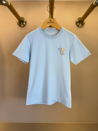 Camiseta Infantil Algodão Montanha Azul Céu - Dudes
