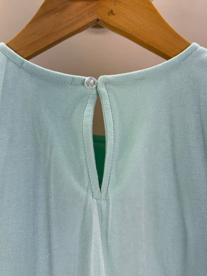 Vestido Infantil Turquesa De Tule Com Borboletas Verde - Gabriela Aquarela