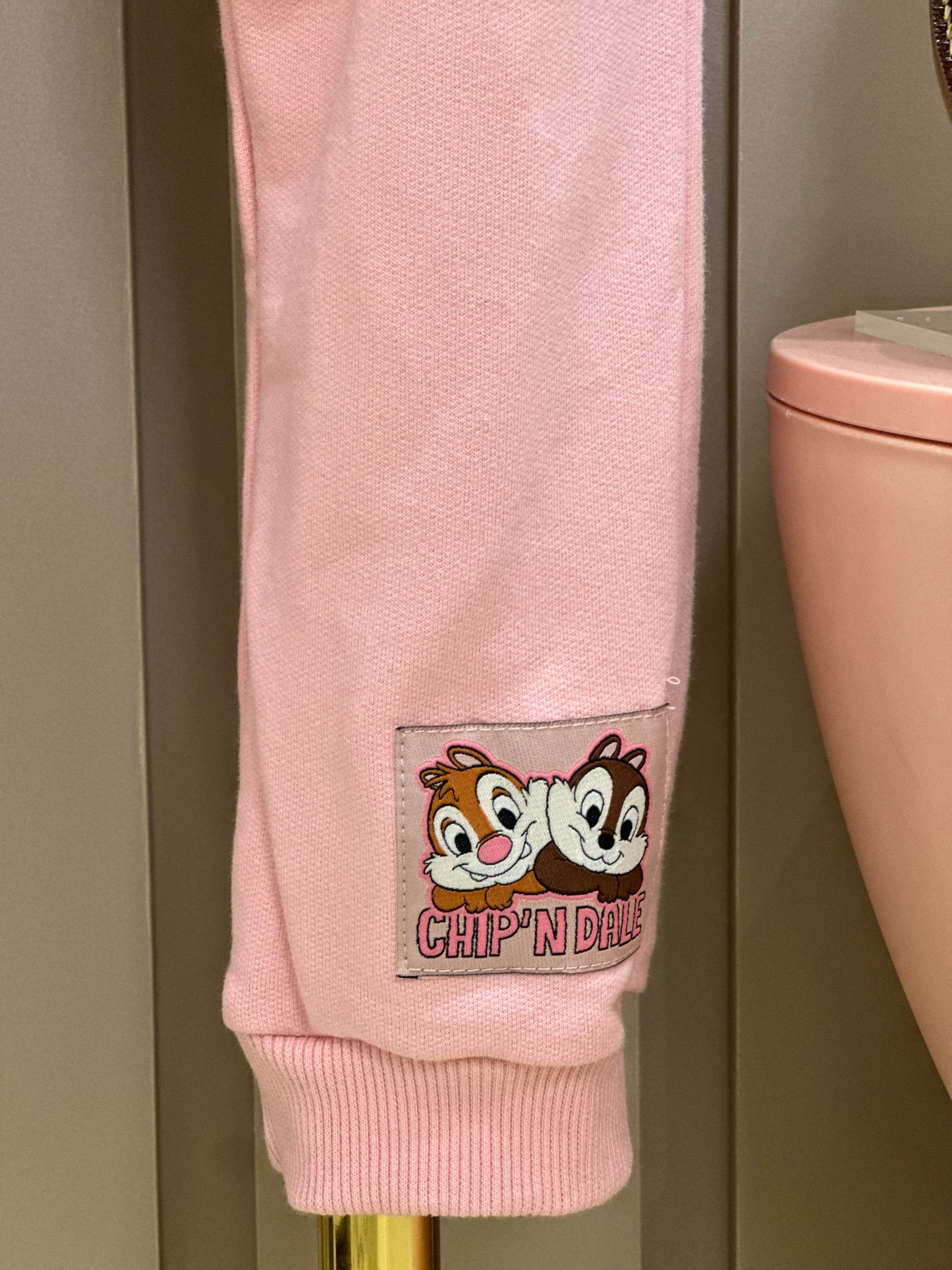 Conjunto Infantil Moletom Casaco Chip'N Dale e Calça Rosa Quartzo - Momi Mini
