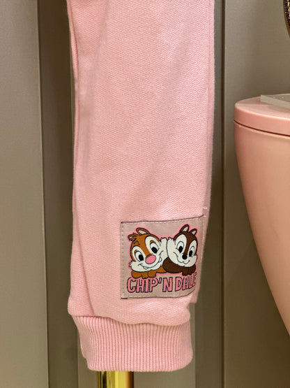 Conjunto Infantil Moletom Casaco Chip'N Dale e Calça Rosa Quartzo - Momi Mini
