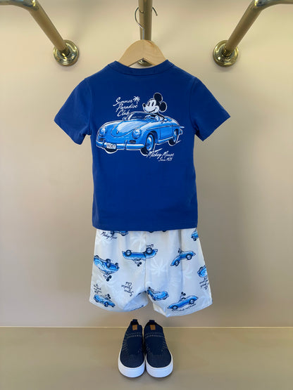 Conjunto Infantil T - Shirt Mickey Mouse e Bermuda Estampa Carros Clássicos - Youccie