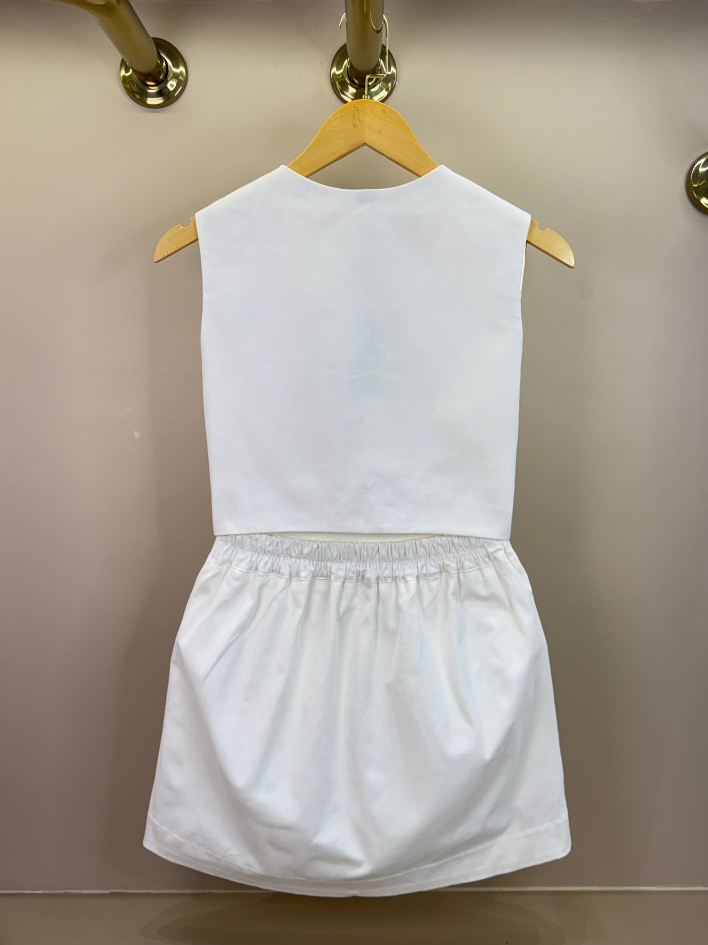 Conjunto Teen Colete de Sarja Strass e Saia-Shorts Teen Sarja Strass Off White - Two In