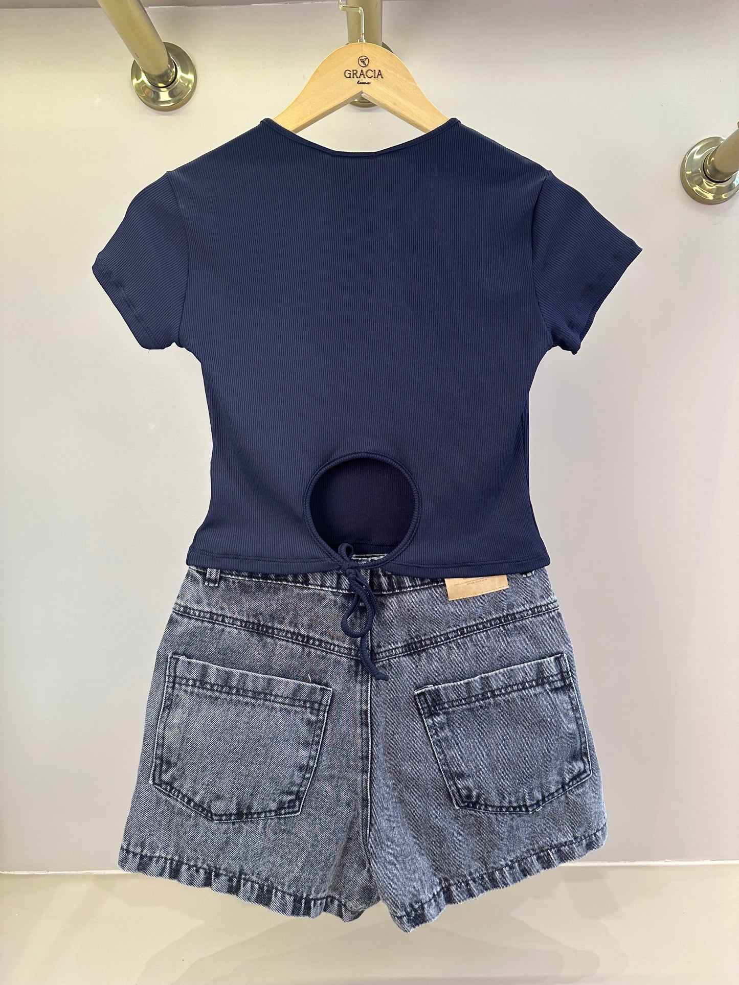 Shorts Saia Teen Jeans Cargo Estonada - Vanilla Cream