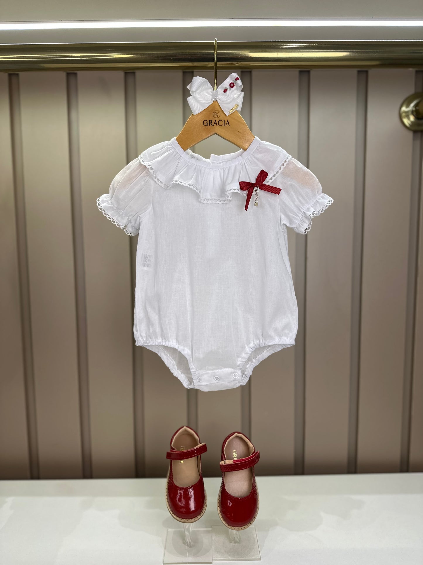 Jardineira Bebê Clássica Xadrez Azul Body Branco Golinha - Roana