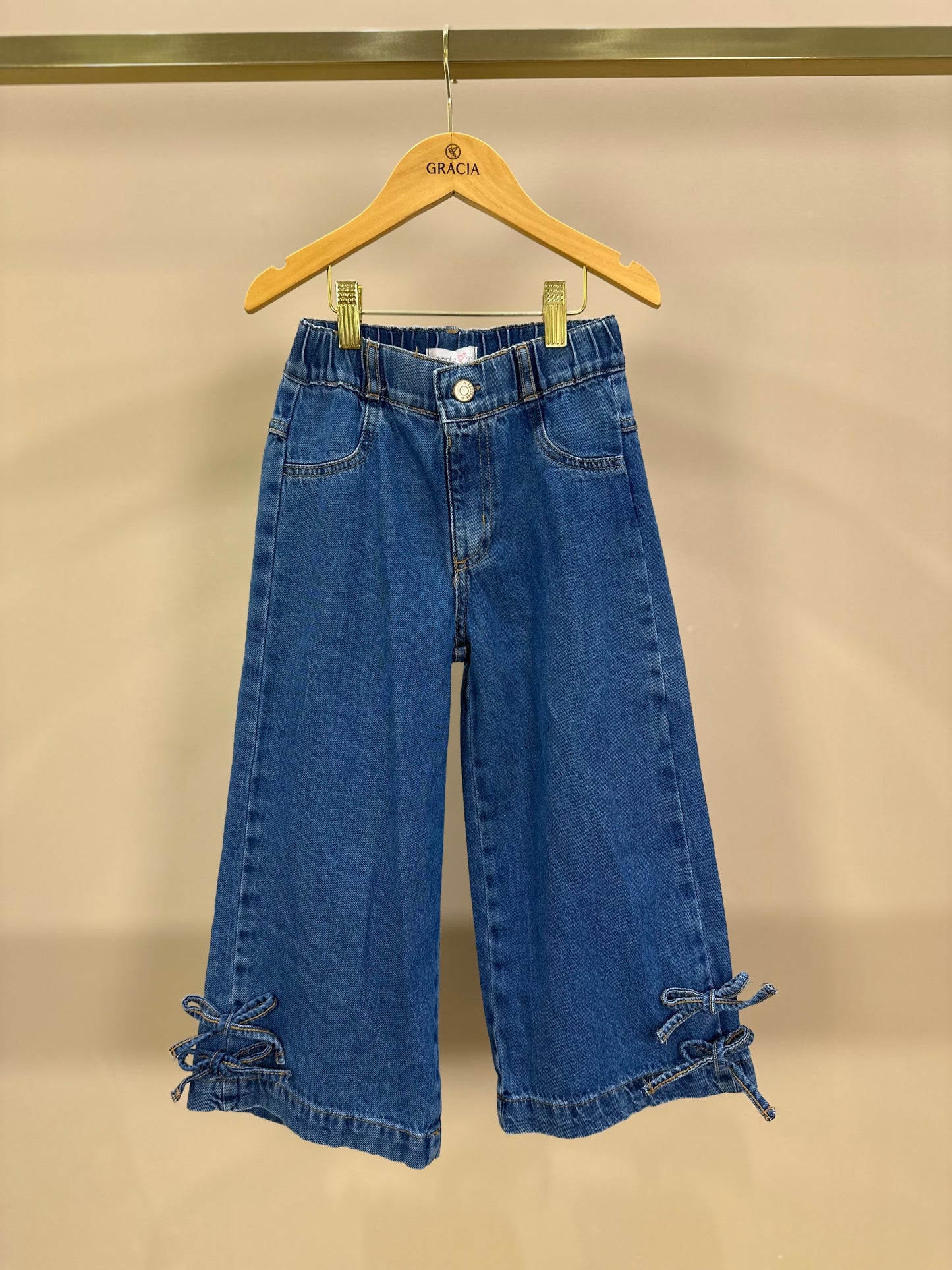 Calça Jeans Infantil Reta Laços Jeans - Momi