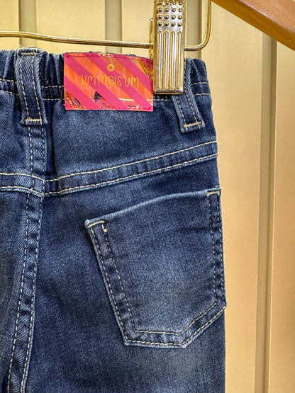 Calça Jeans Bebê Estampada Leve Com Elastano - Um Mais Um