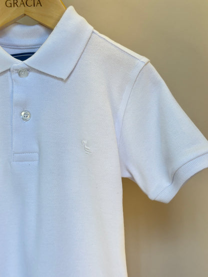Polo Infantil Piquet Branco - Dudes