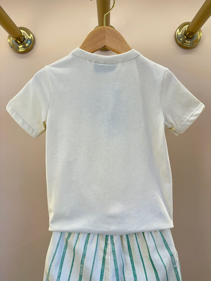 Conjunto Infantil T-Shirt Teddy e Bermuda de Linho Listrada - Youccie