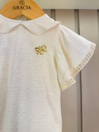 Conjunto Bebê Body Golinha e Calcinha Babado Pérola - Charpey