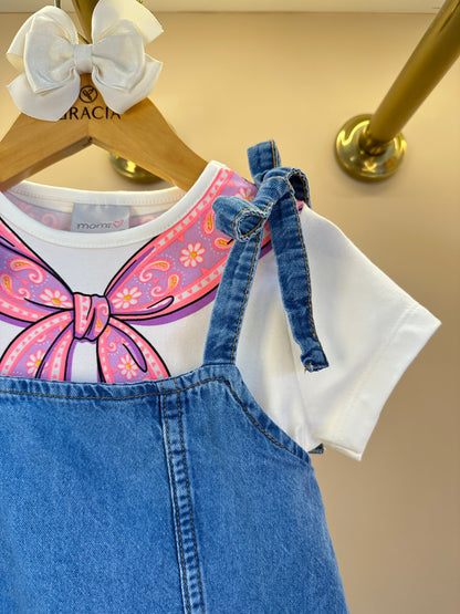 Salopete Infantil Jeans Saia Balonê - Momi