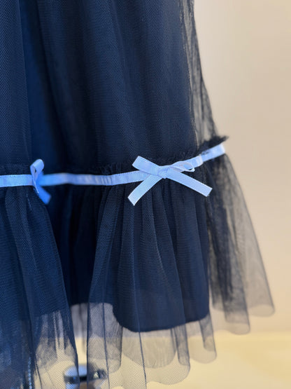 Vestido Infantil Trapézio Bonequinha Luxo Preto Laços Brancos - Petit Cherie