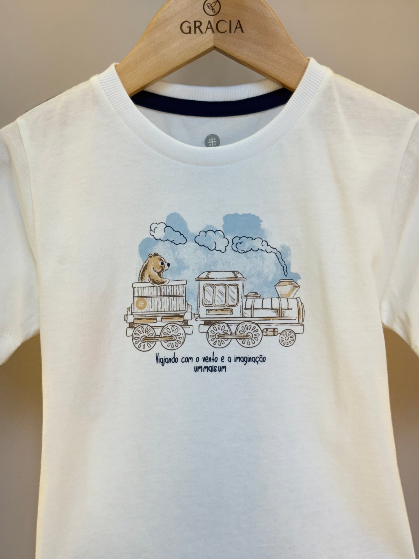Conjunto Infantil Camiseta Urso e Bermuda Xadrez - Um Mais Um
