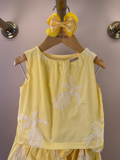 Conjunto Infantil Blusa e Shorts Laço Maxxi Amarelo - Animê